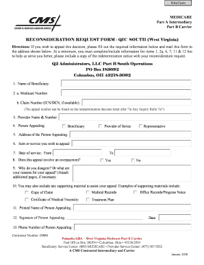 Medicare Reconsideration Request Form