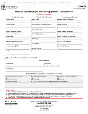 Medicare Secondary Payer Refund Overpayment Form