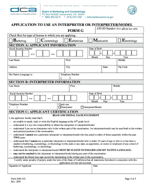 California Interpreter Application for Barbering and Cosmetology Exams