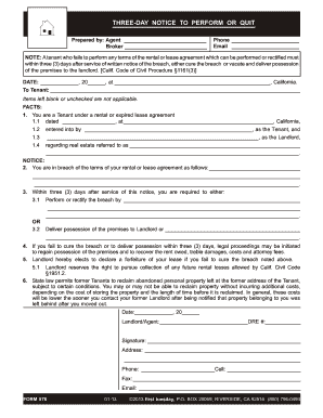 Three-Day Notice to Perform or Quit