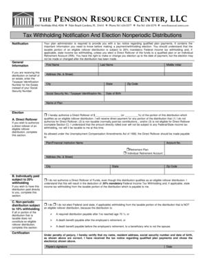 Tax Withholding Notification And Election Nonperiodic Distributions