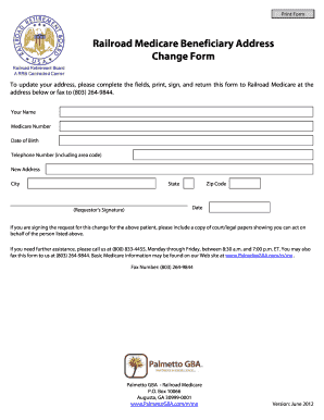 Railroad Medicare Beneficiary Address Change Form