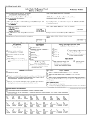 US Bankruptcy Court Voluntary Petition
