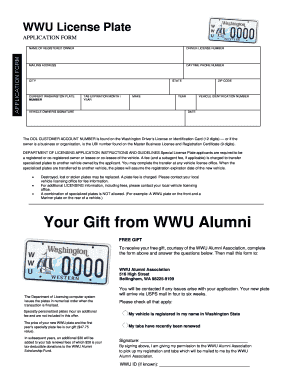 WWU License Plate Application Form
