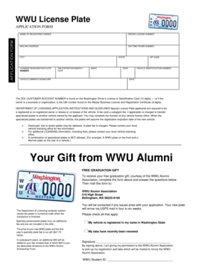 WWU License Plate Application Form