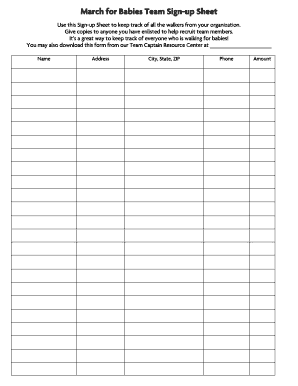 Printable sign in sheet - sign up sheet template