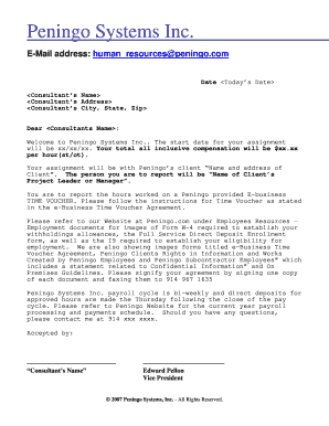 Contract of agreement sample - W2 Employment Agreement (PDF Format) - Peningo Systems, Inc.