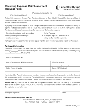 Silverrock reimbursement form - unitedhealthcare recurring premium expense reimbursement request