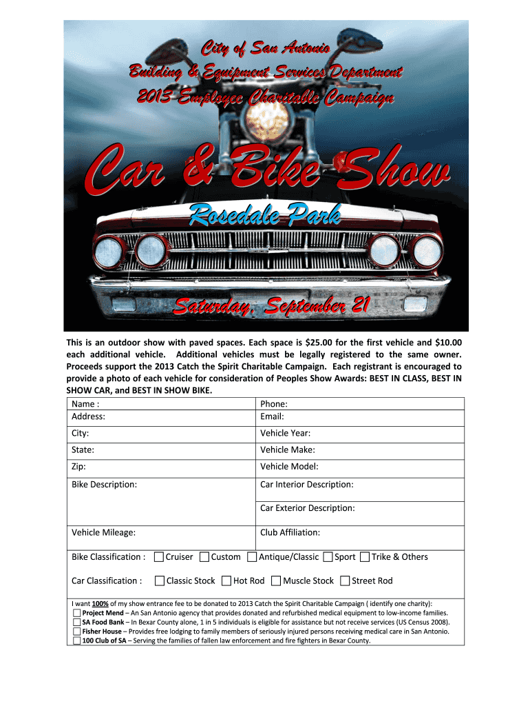 Car Show Registration Form Fill Online, Printable, Fillable, Blank