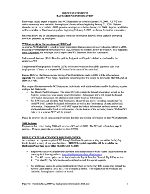 2008 W2 Statements Background Information