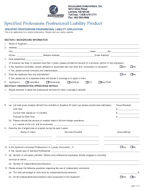 Professional Liability Application