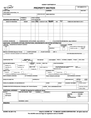 ACORD 140 Property Insurance Form