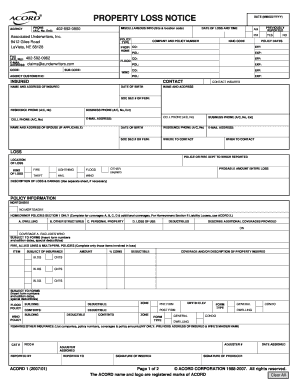 Property Loss Notice Form