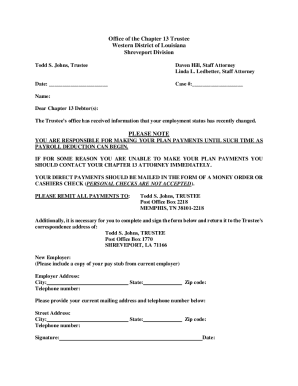 Chapter 13 Employment Change Notice