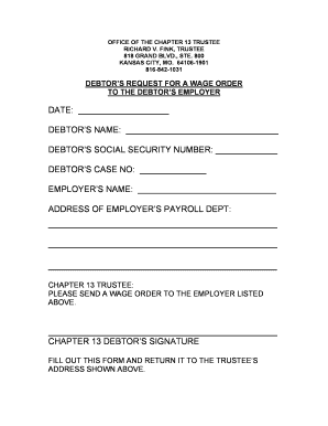 Debtor’s Request for a Wage Order