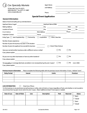 Special Event Application Form