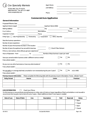 Commercial Auto Application