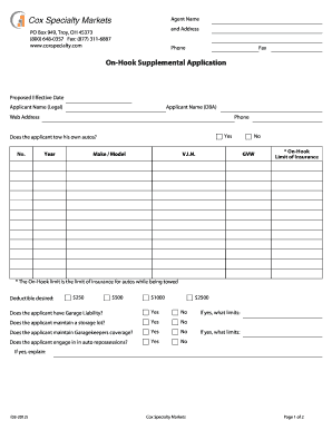 On-Hook Supplemental Application