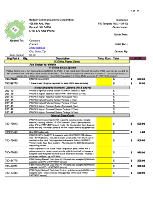 Service quotation template - IP Office Quote Template (04/24/12) - Badger Communications