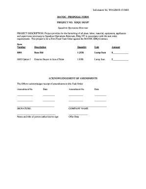 Notice of proposed task order request for proposal form