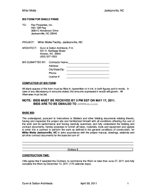 Contractor bid sheet pdf - BID FORM.pdf - Pro Construction, Inc.