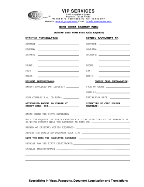 Birth Certificate Request Form