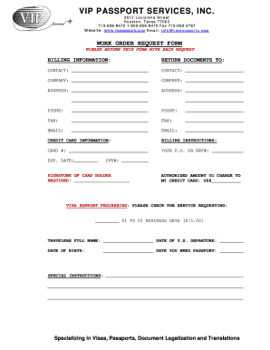 Russia Tourist Visa Support Request Form
