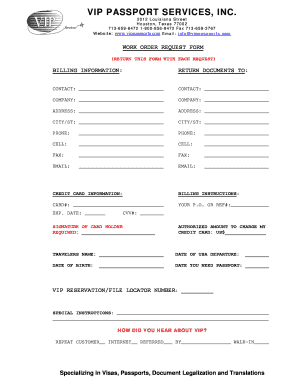 Azerbaijan Business Visa Work Order Request Form