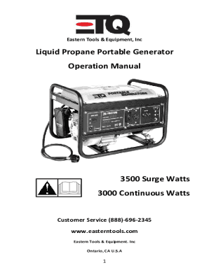 Liquid Propane Portable Generator Operation Manual