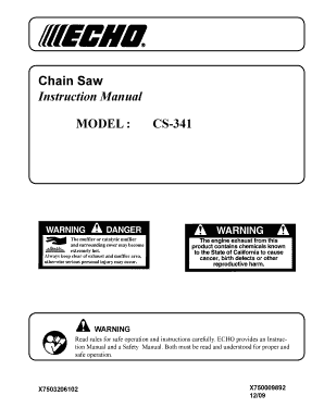 Chain Saw Instruction Manual MODEL : CS341 WARNING Read rules for safe operation and instructions carefully