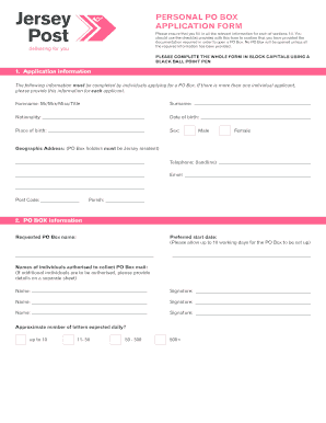 Jersey PO Box Application Form