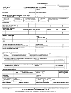 ACORD 803 Liquor Liability Form