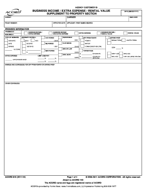 ACORD 810 Business Income Form