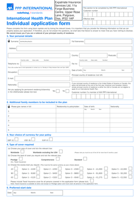 AXA PPP International Health Plan Application Form
