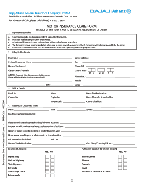 Bajaj Allianz Motor Insurance Claim Form