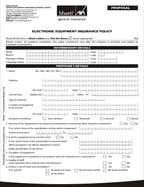 Electronic Equipment Insurance Proposal