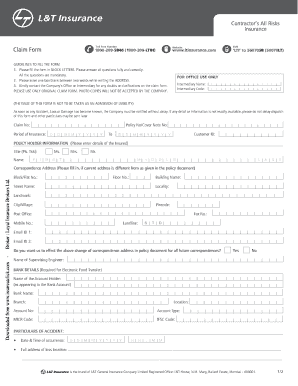 contractor all risks proposal form sbi general