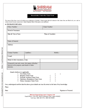 Householder Umbrella Claim Form