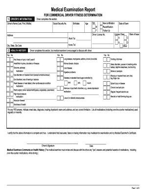 Commercial Driver Medical Examination Report