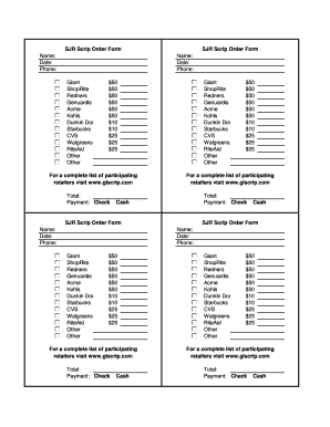 SJR Scrip Order Form