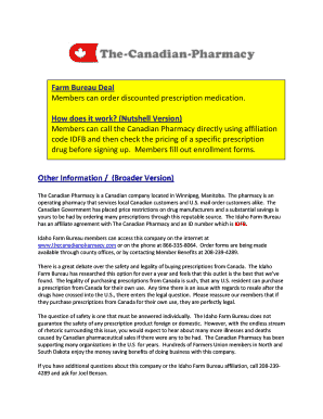 Idaho Farm Bureau Prescription Order Form