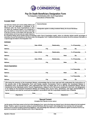 Pay on Death Beneficiary Designation Form