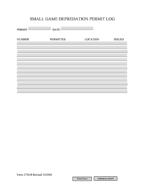 Small Game Depredation Permit Log