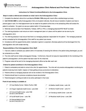 Anticoagulation Clinic Referral Form