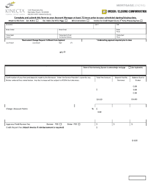 Kinecta Piggy Origination and Settlement Charges Form
