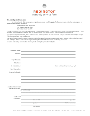 Redington Warranty Service Form