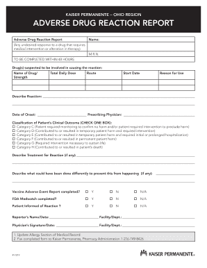 Kaiser Permanente Adverse Drug Reaction Report