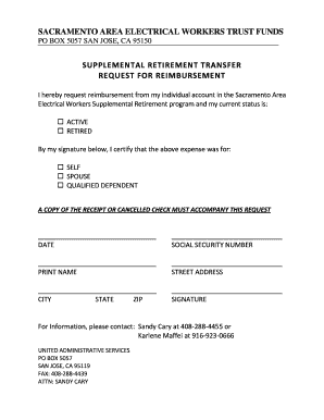 fillable online ibew340benefits supp retirement reimburse reimburse form