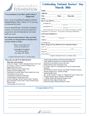 National Doctors' Day Donation Form