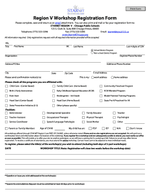 Region V Workshop Registration Form